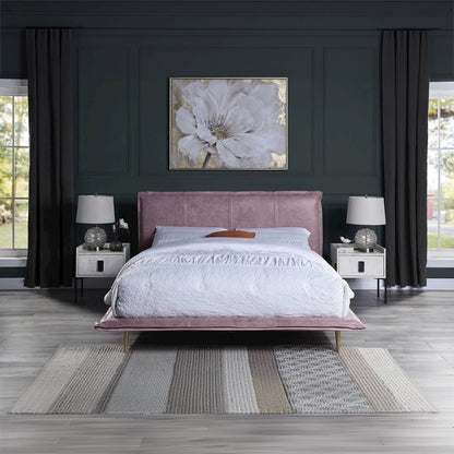 Metis Queen Bed, Pink Top Grain Leather