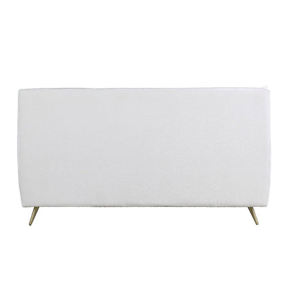 Doris Eastern King Bed, Vintage White Top Grain Leather