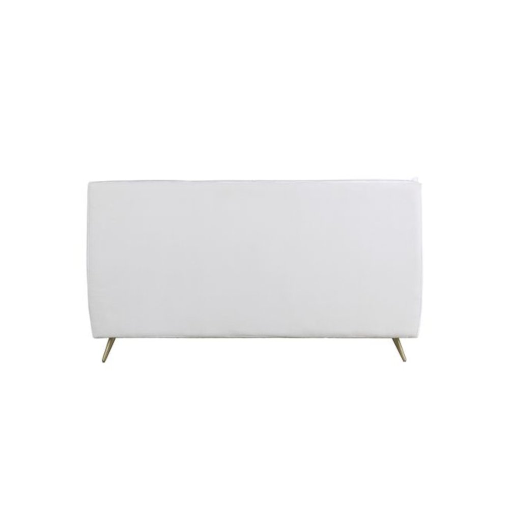 Doris Queen Bed, Vintage White Top Grain Leather