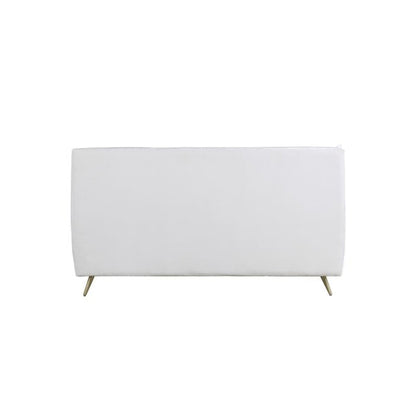 Doris Queen Bed, Vintage White Top Grain Leather