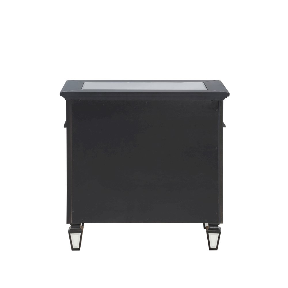 Varian II Nightstand, Mirrored, Black & Silver