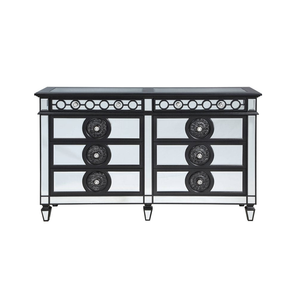 Varian II Dresser, Mirrored, Black & Silver