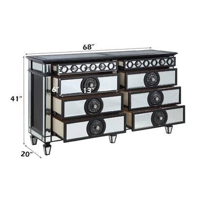 Varian II Dresser, Mirrored, Black & Silver