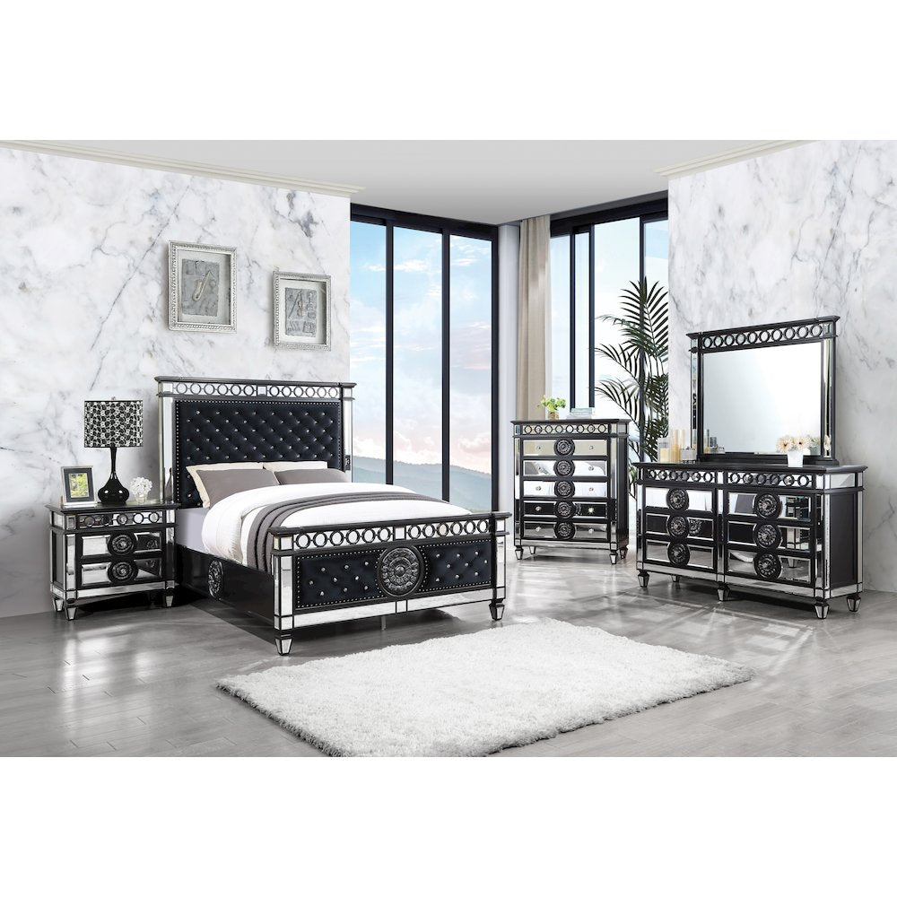 Varian II Dresser, Mirrored, Black & Silver