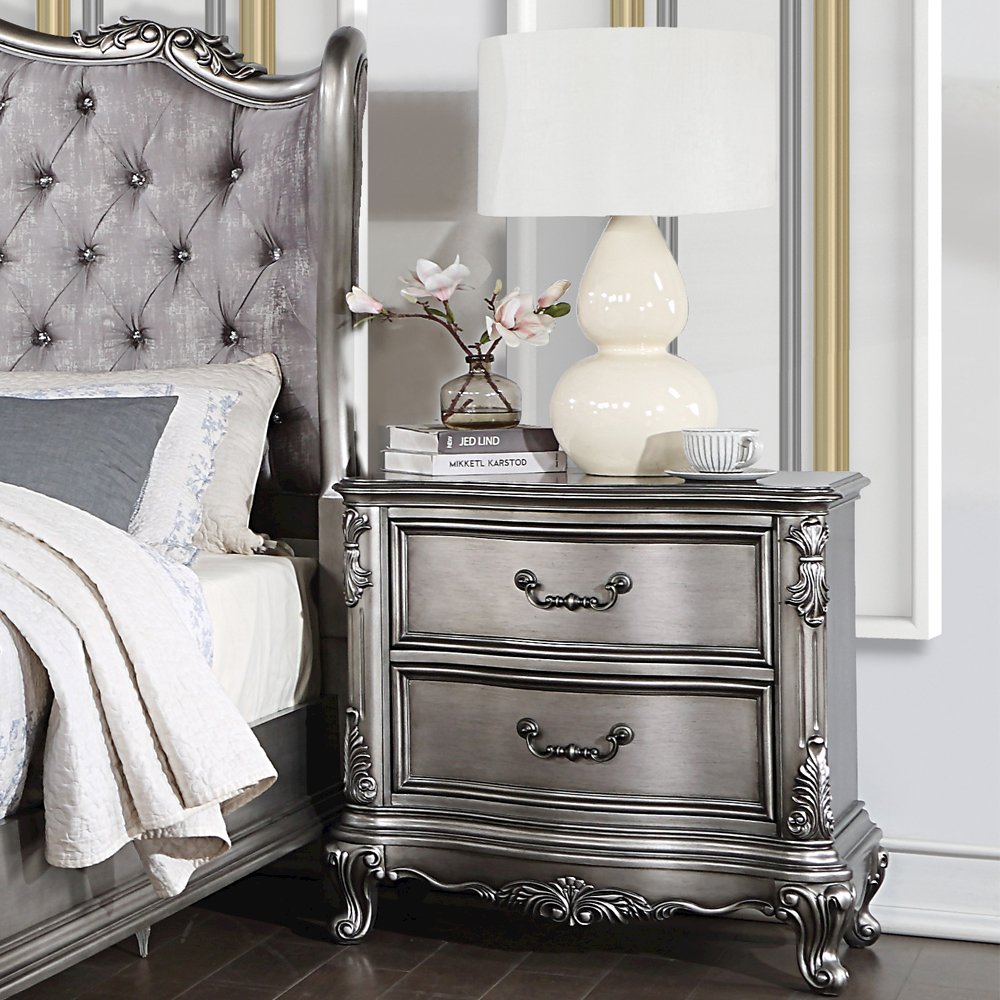Ariadne Nightstand, Antique Platinum