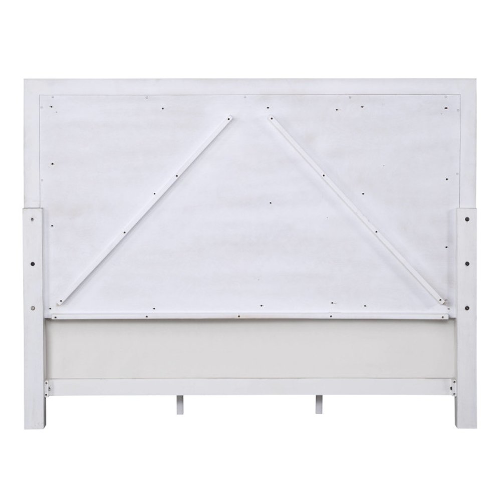 Katia Queen Bed, Light Gray Linen, Rustic Gray & Weathered White
