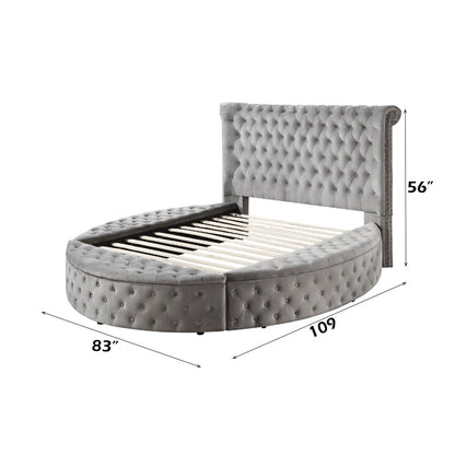 Gaiva Queen Bed w/Storage, Gray Velvet
