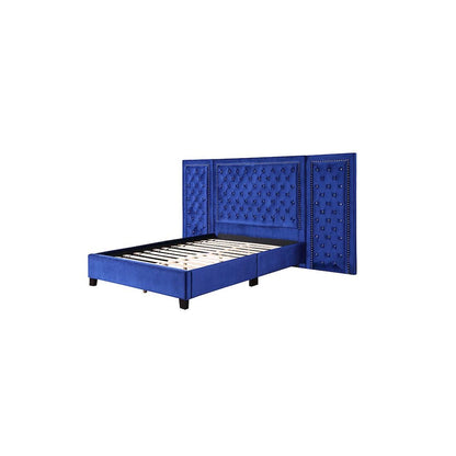 Damazy Queen Bed, Blue Velvet