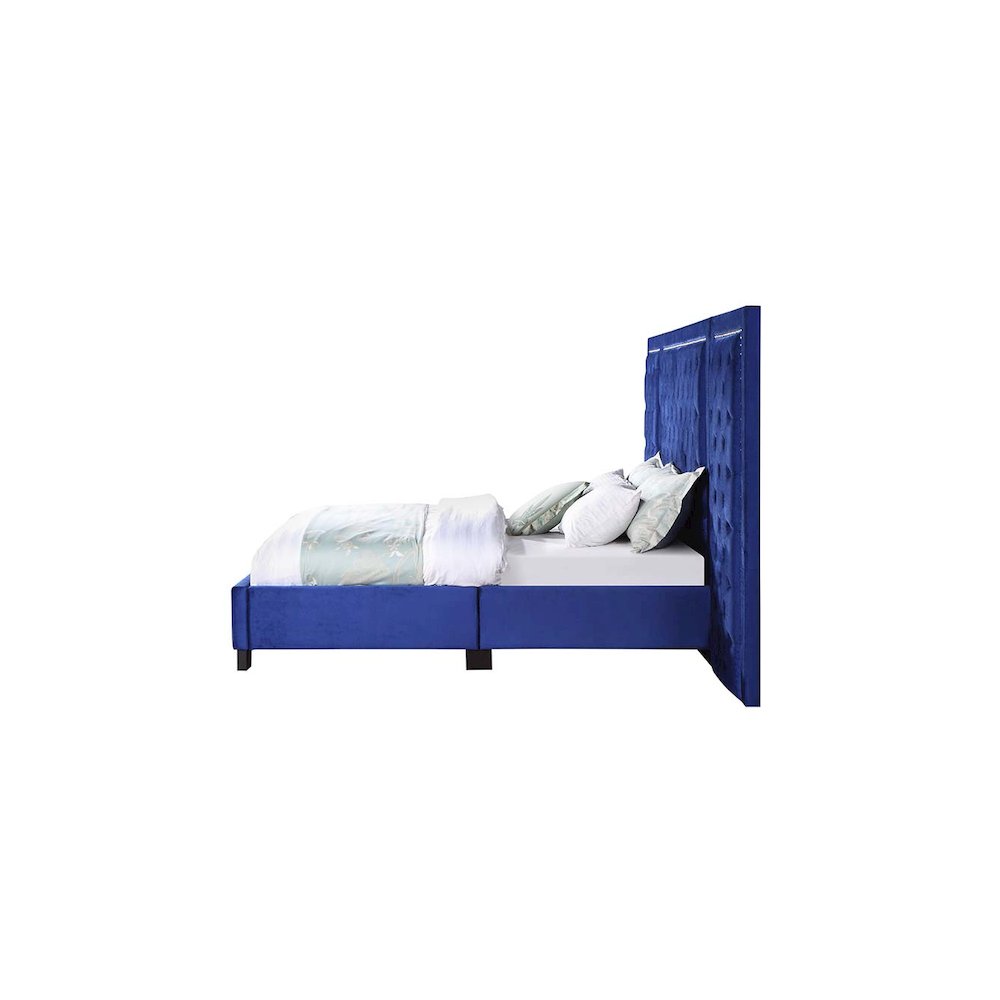 Damazy Queen Bed, Blue Velvet
