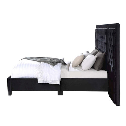 Damazy Queen Bed, Black Velvet