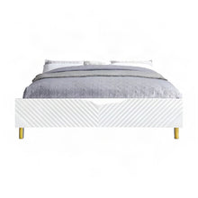 Eastern King Platform Bed Frame in High Gloss Composite Wood, White High Gloss