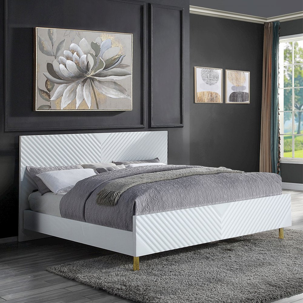 Gaines Queen Bed, White High Gloss