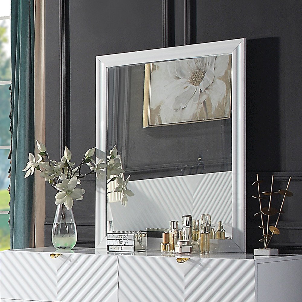Gaines Mirror, White High Gloss