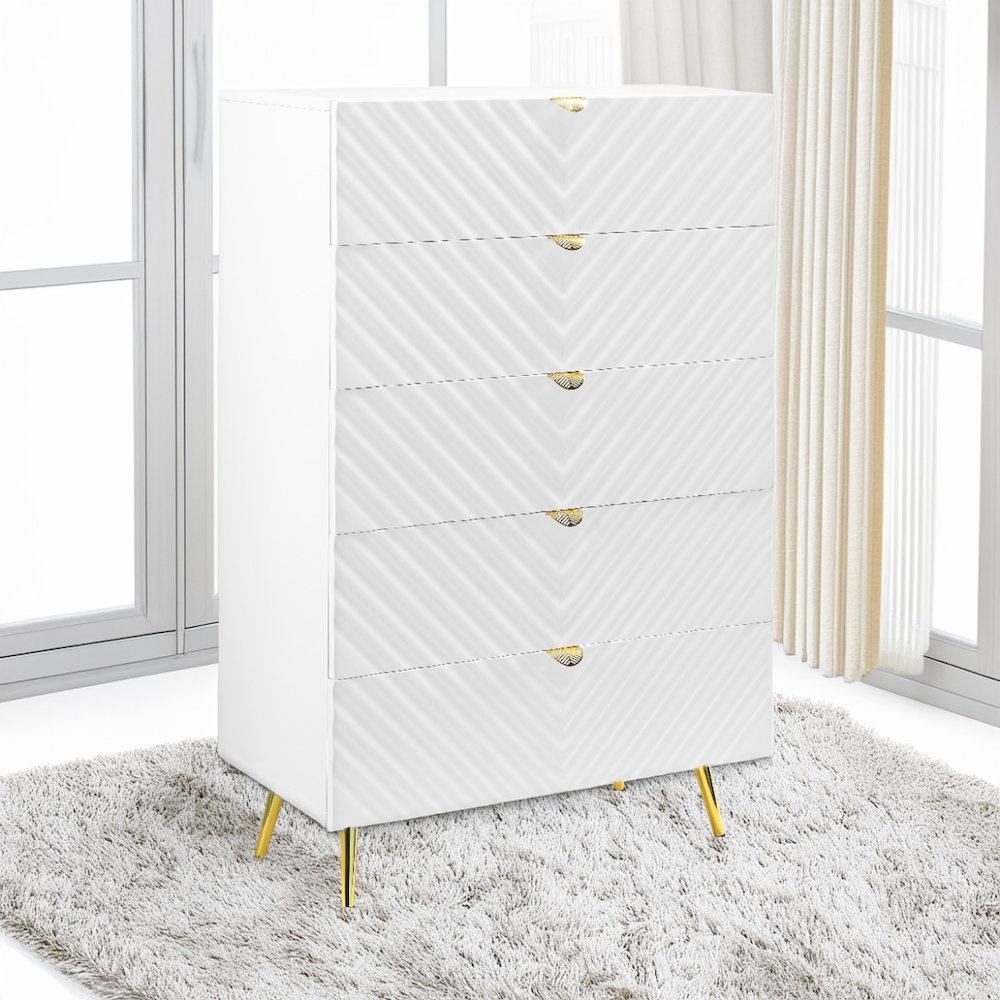 Gaines Chest, White High Gloss