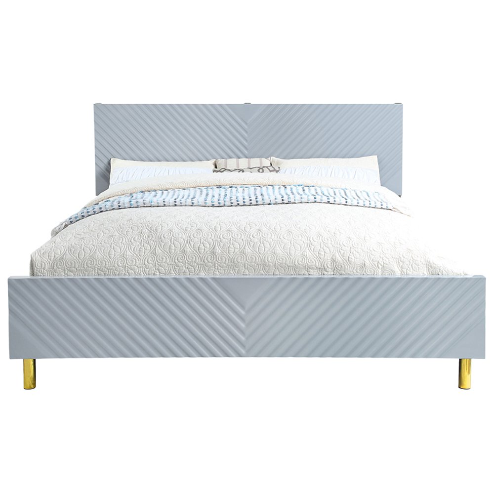Gaines Eastern King Bed, Gray High Gloss
