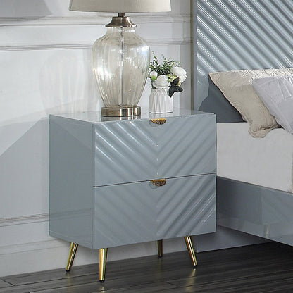 Gaines Nightstand, Gray High Gloss