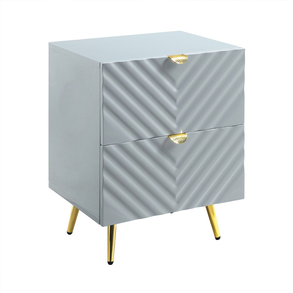 Gaines Nightstand, Gray High Gloss