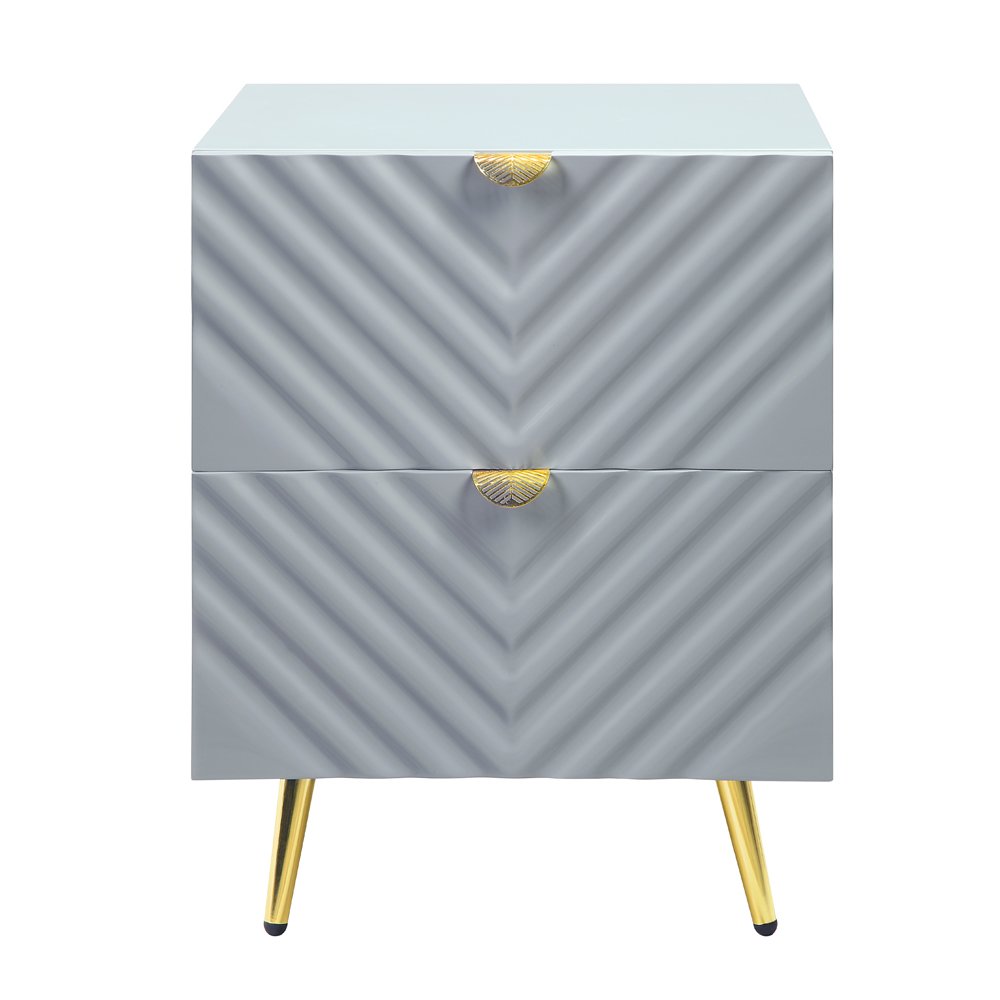 Gaines Nightstand, Gray High Gloss