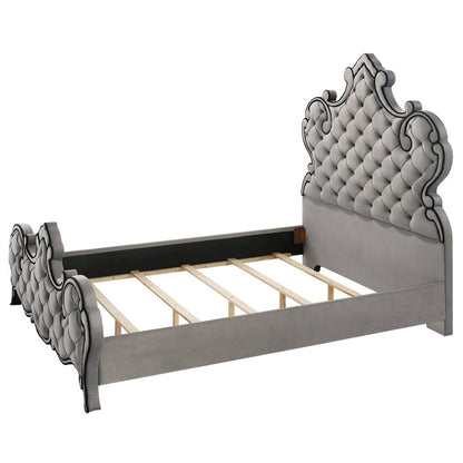 Perine Queen Bed Gray Velvet