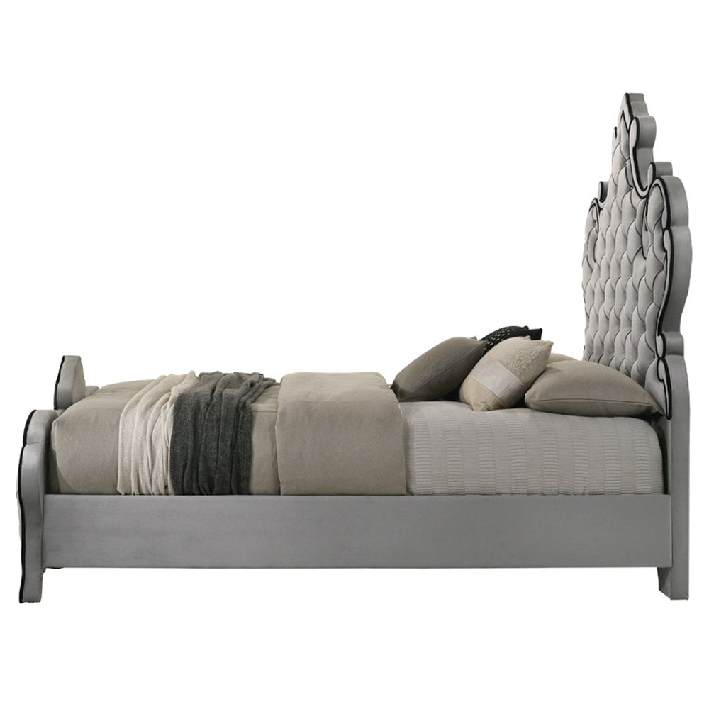 Perine Queen Bed Gray Velvet