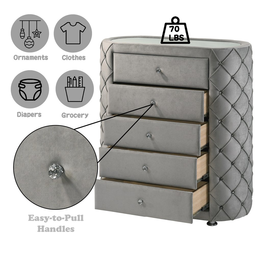 Perine Chest, Gray Velvet