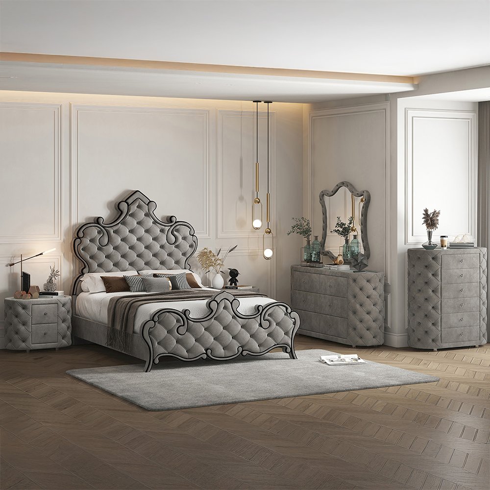 Perine Chest, Gray Velvet