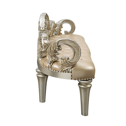 Danae Bench, Leatherette, Champagne & Gold