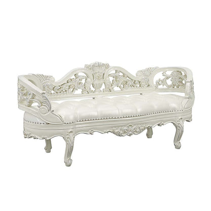Adara Bench, Leatherette & Antique White