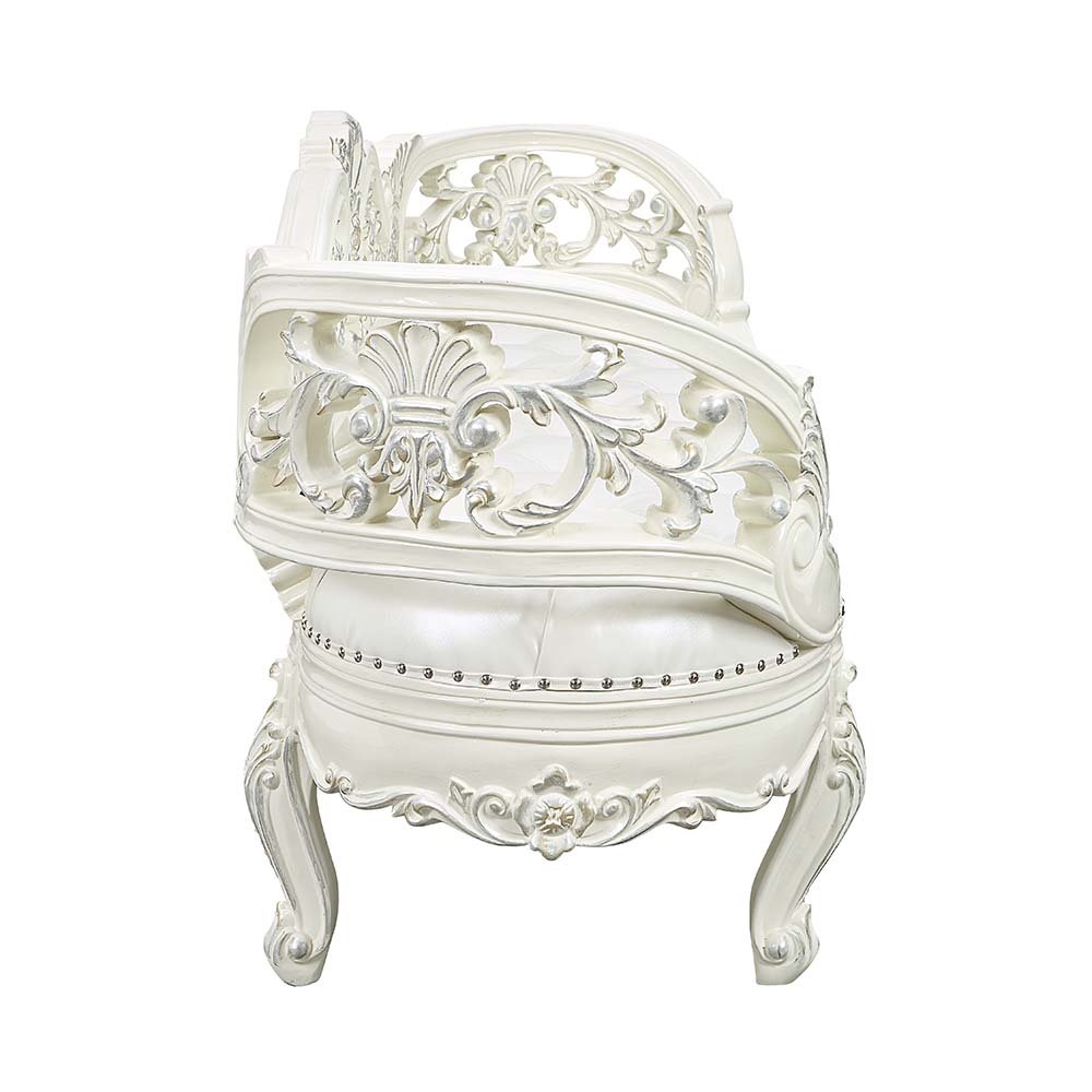 Adara Bench, Leatherette & Antique White