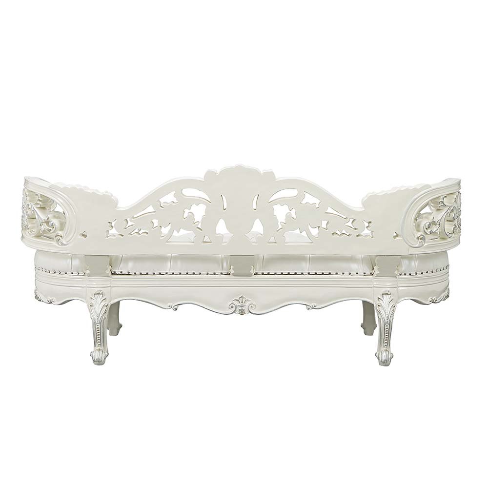 Adara Bench, Leatherette & Antique White