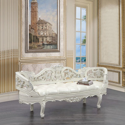 Adara Bench, Leatherette & Antique White