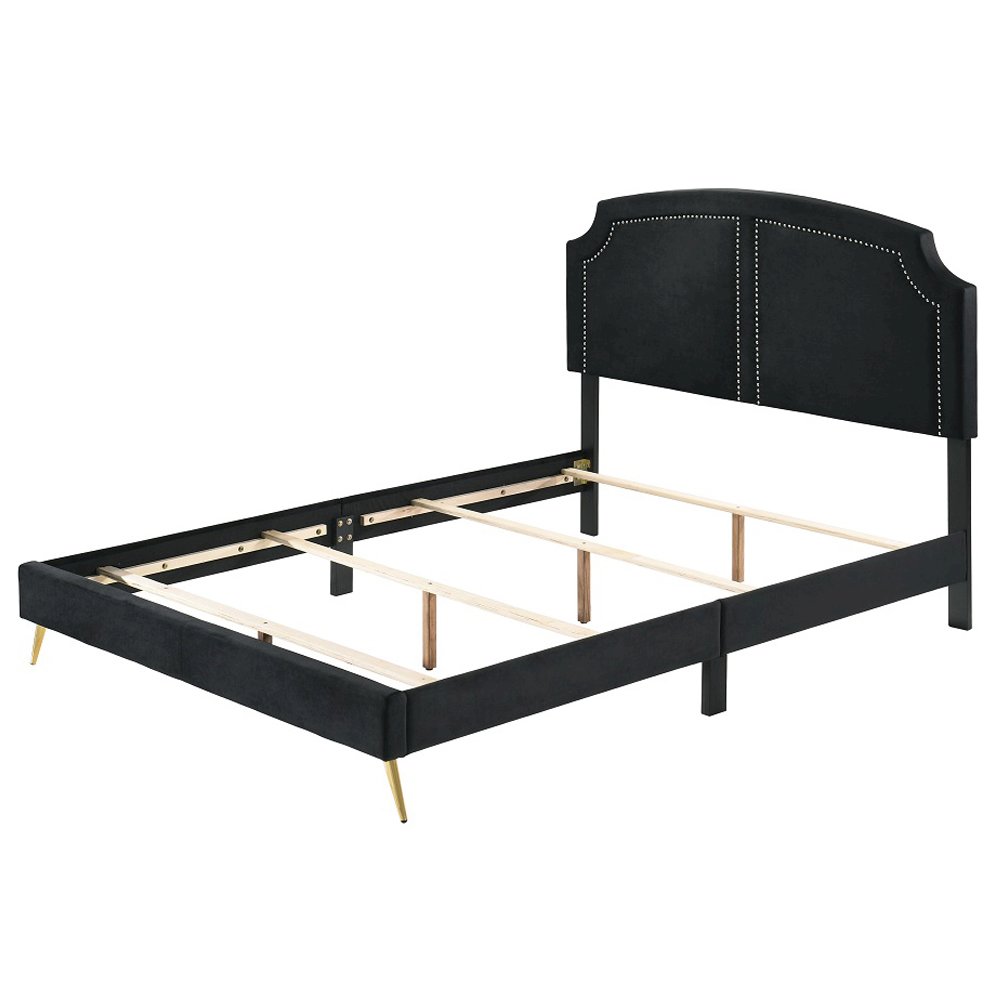 Zeena Eastern King Bed, Black Velvet