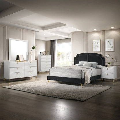 Zeena Eastern King Bed, Black Velvet