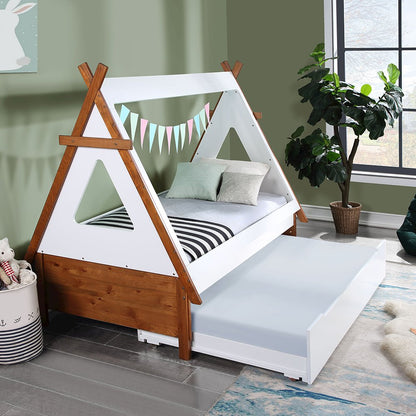 Loreen Twin Bed, Oak & White