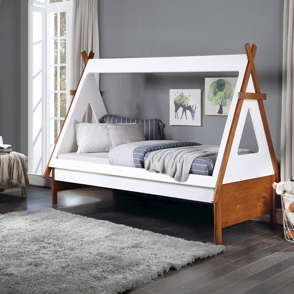 Loreen Twin Bed, Oak & White