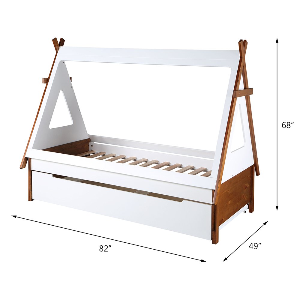 Loreen Twin Bed, Oak & White