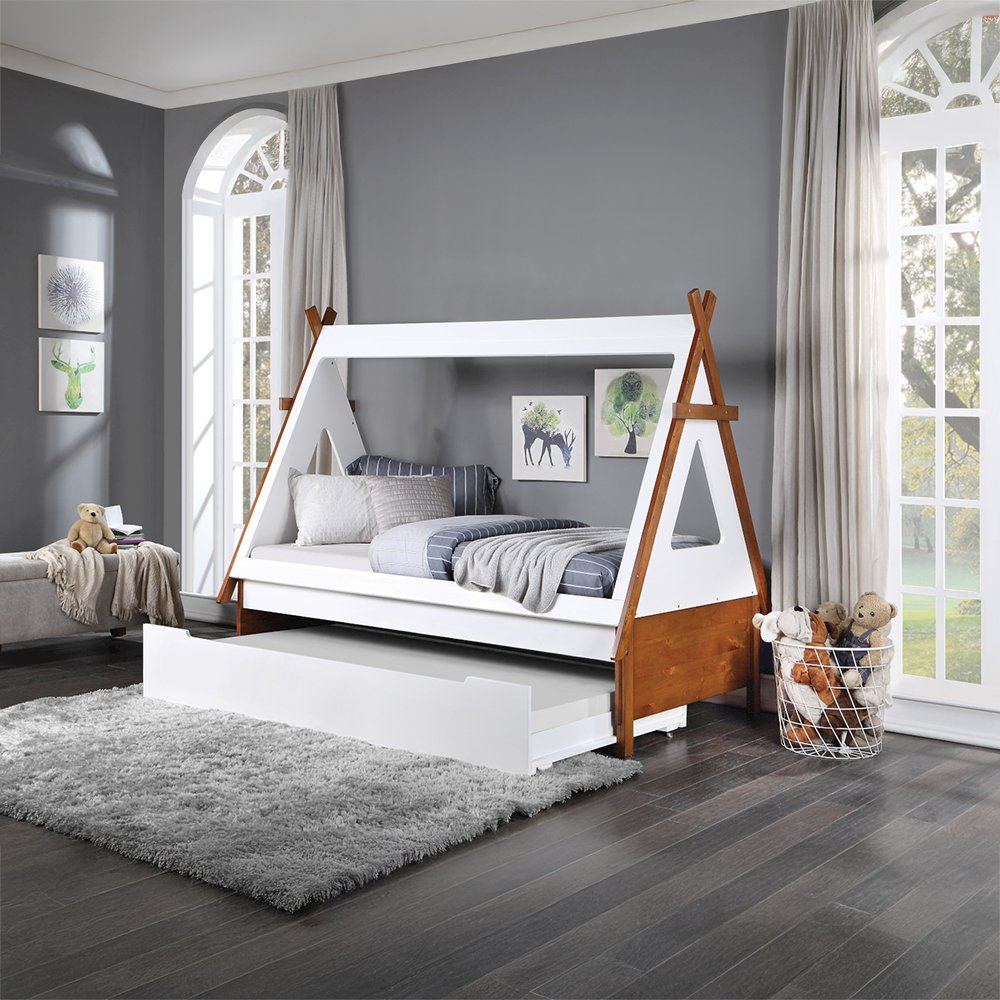 Loreen Twin Bed, Oak & White