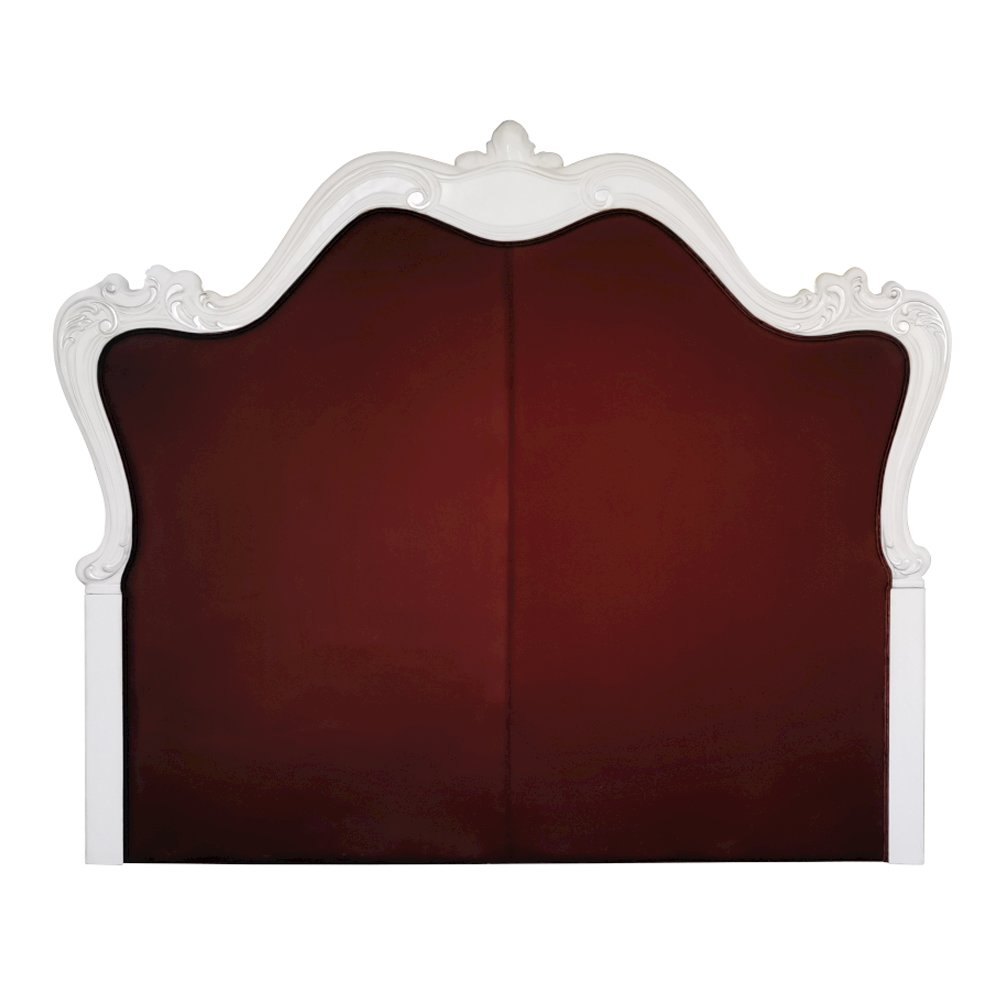Versailles II Eastern King Bed, Vintage Gray Leatherette & Bone White