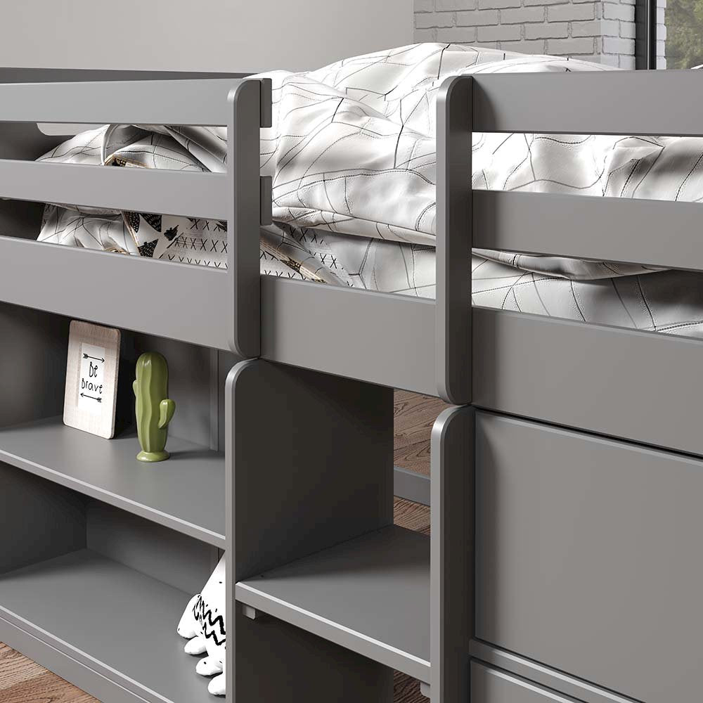 Fabiana Twin Loft Bed w/Storage, Gray