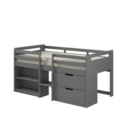 Fabiana Twin Loft Bed w/Storage, Gray