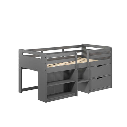 Fabiana Twin Loft Bed w/Storage, Gray