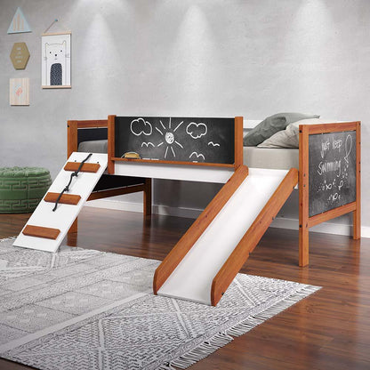 Aurea Twin Loft Bed, Cherry Oak & White