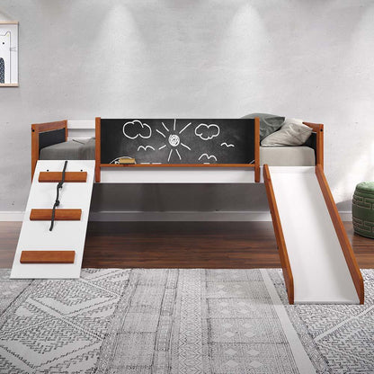 Aurea Twin Loft Bed, Cherry Oak & White