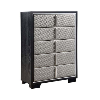 Nicola Chest, Silver Leatherette & Black