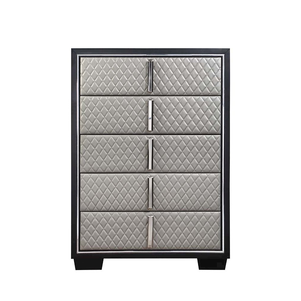 Nicola Chest, Silver Leatherette & Black