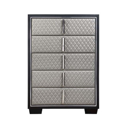 Nicola Chest, Silver Leatherette & Black