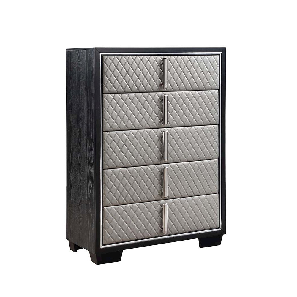 Nicola Chest, Silver Leatherette & Black