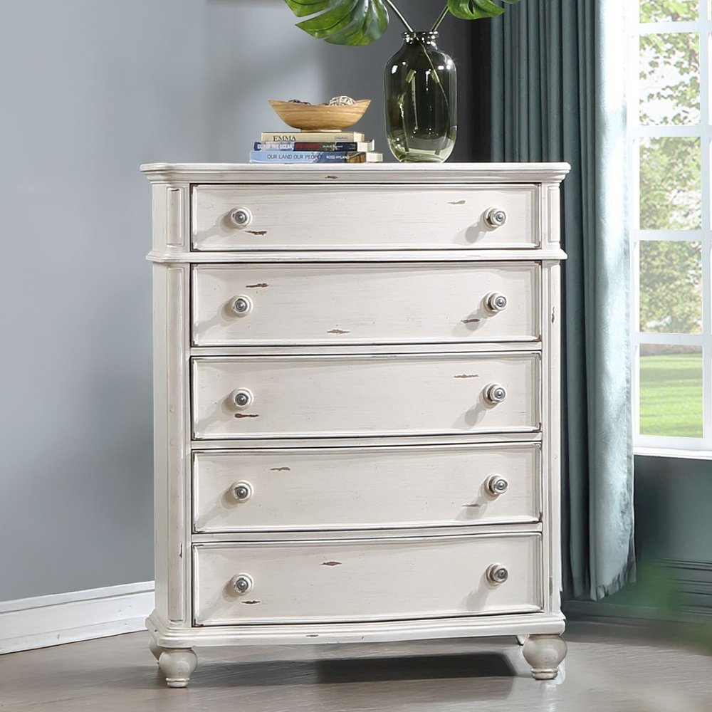 Jaqueline Chest, Antique White Finish