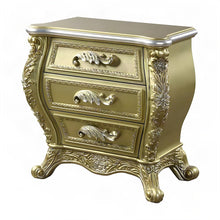 Transitional Resin Nightstand with Cabriole Legs, 3-Drawer Bedside, Gold