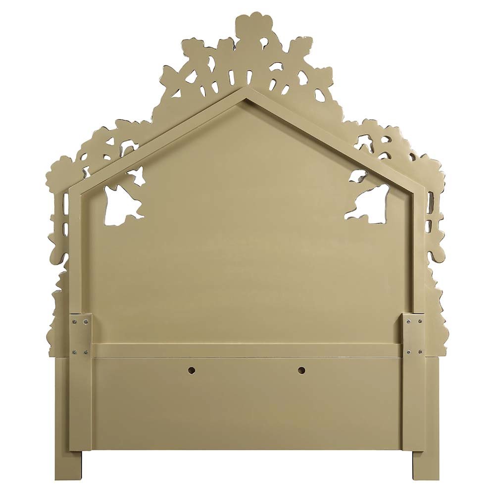 Bernadette Eastern King Bed, White Leatherette & Gold